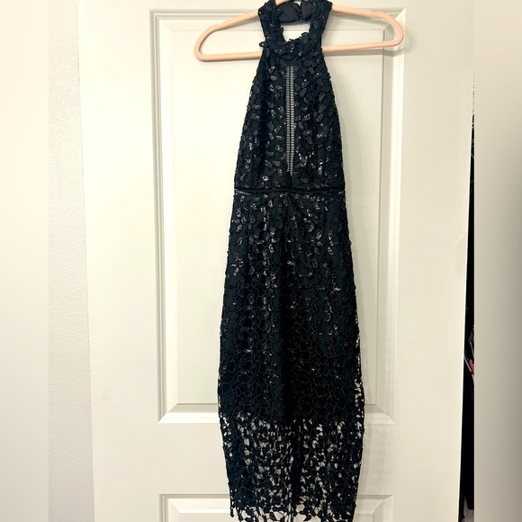 Bardot Black Sequin Midi Dress Size 6 - Picture 2 of 3